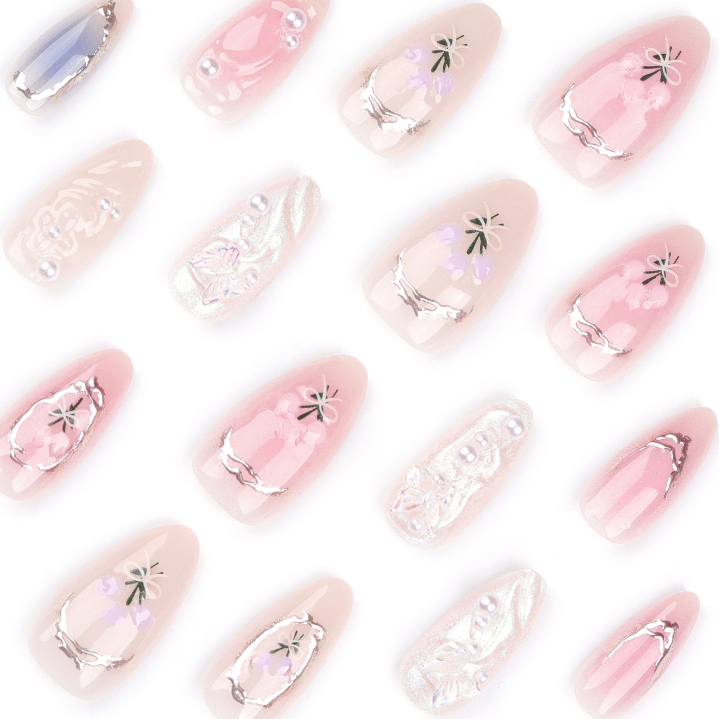 Luxury Press-On Nails Set – French Manicure, Short Square, 24pcsails Tips Art