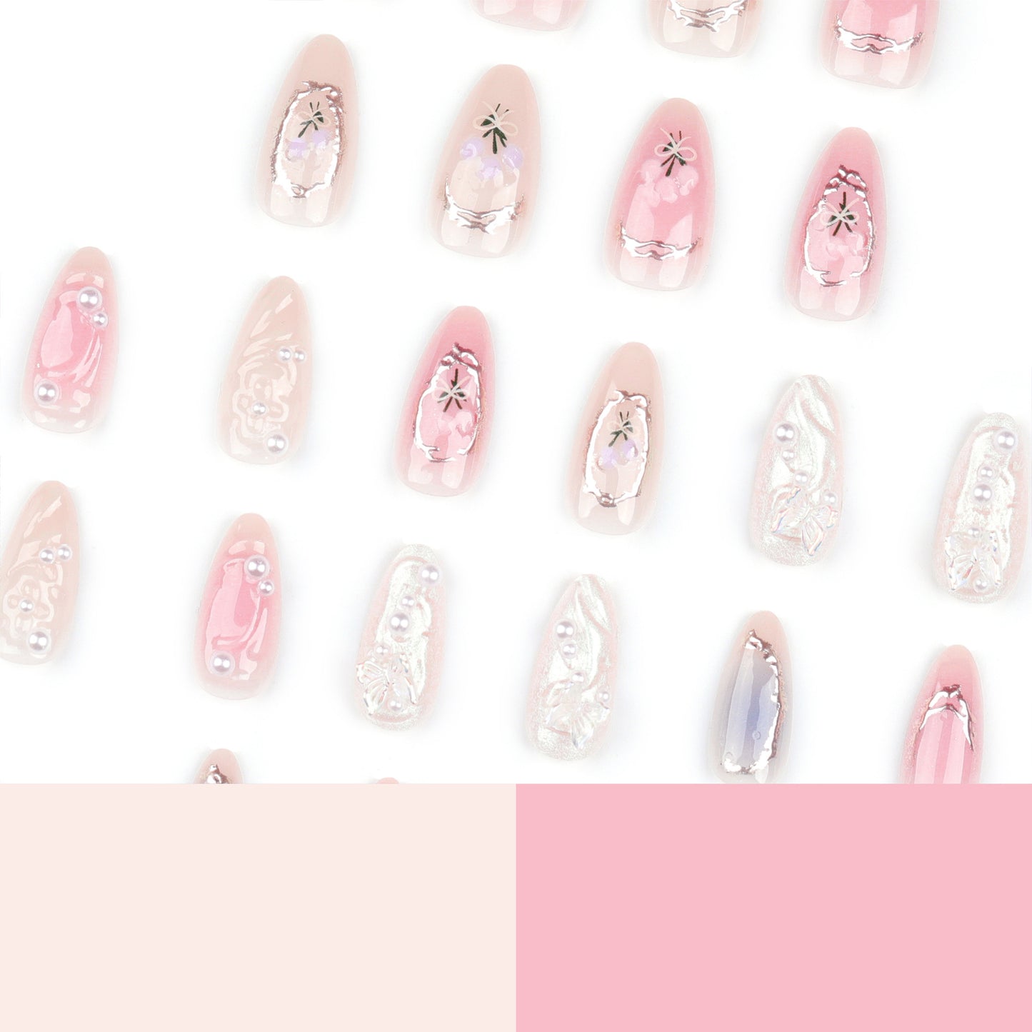 Luxury Press-On Nails Set – French Manicure, Short Square, 24pcsails Tips Art