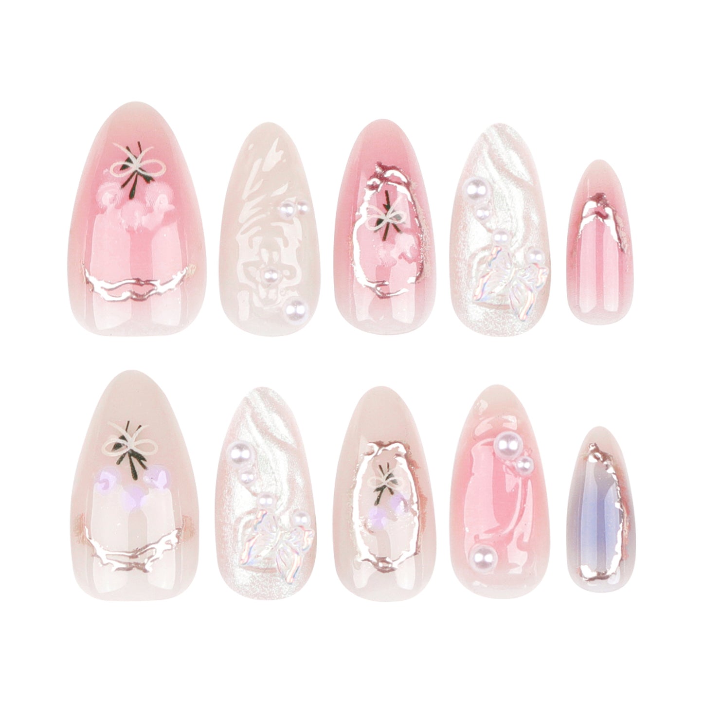 Luxury Press-On Nails Set – French Manicure, Short Square, 24pcsails Tips Art