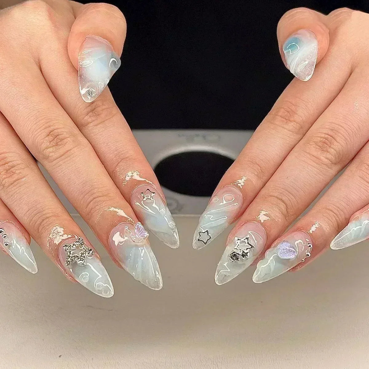 Luxury Press-On Nails Set – French Manicure, Short Square, 24pcsails Tips Art