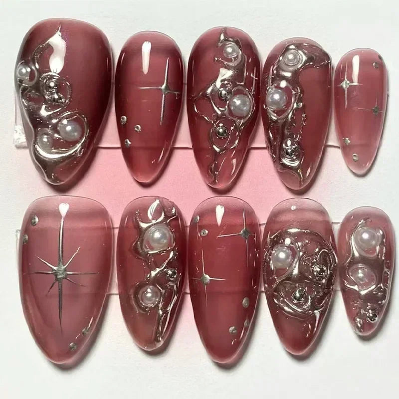 Luxury Press-On Nails Set – French Manicure, Short Square, 24pcsails Tips Art