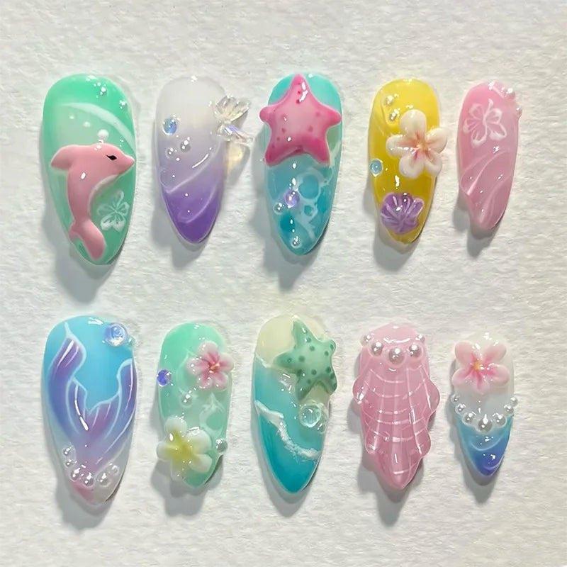 Luxury Press-On Nails Set – French Manicure, Short Square, 24pcsails Tips Art