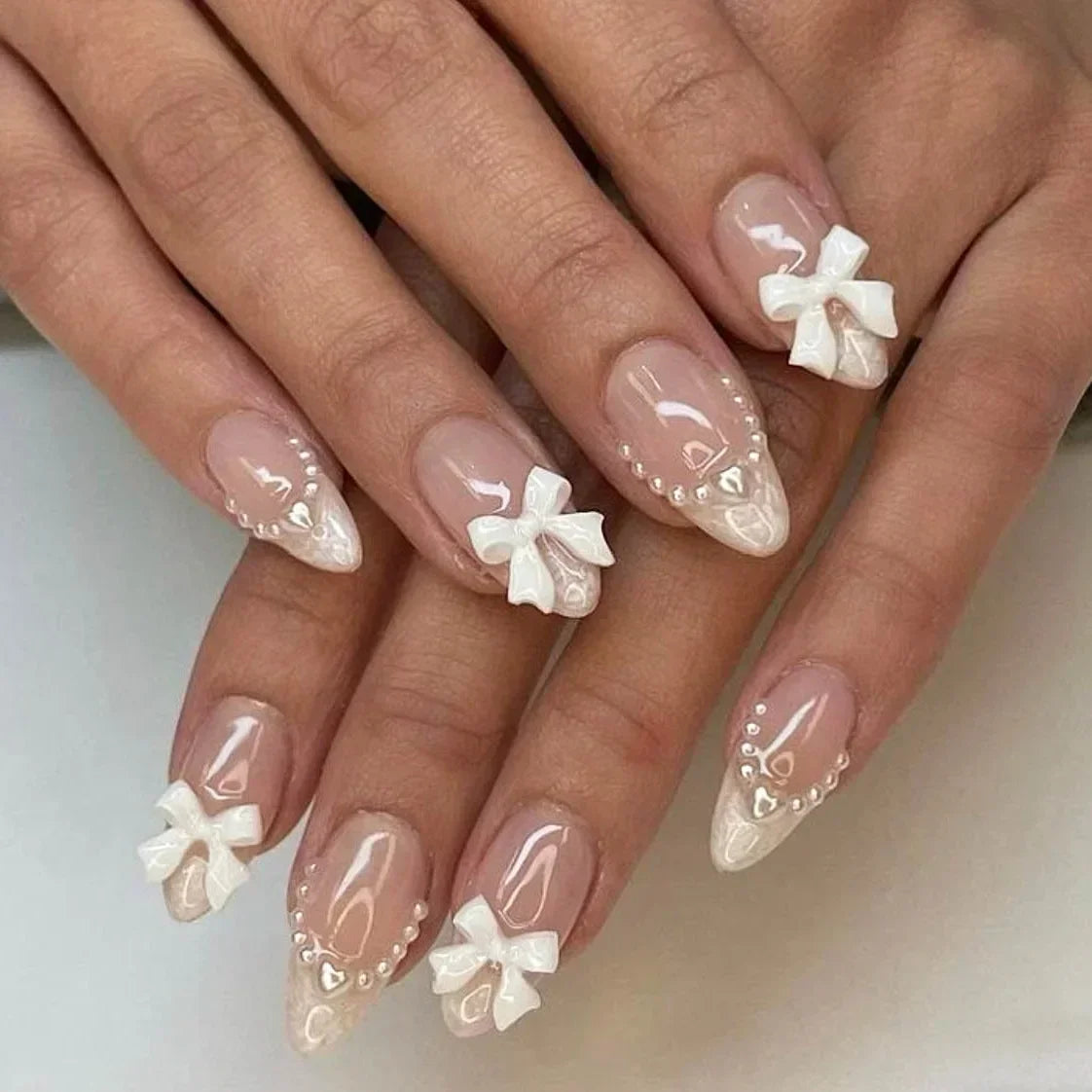 Luxury Press-On Nails Set – French Manicure, Short Square, 24pcsails Tips Art