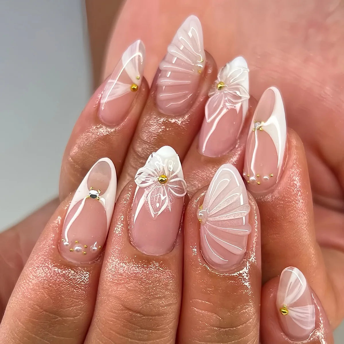 Luxury Press-On Nails Set – French Manicure, Short Square, 24pcsails Tips Art