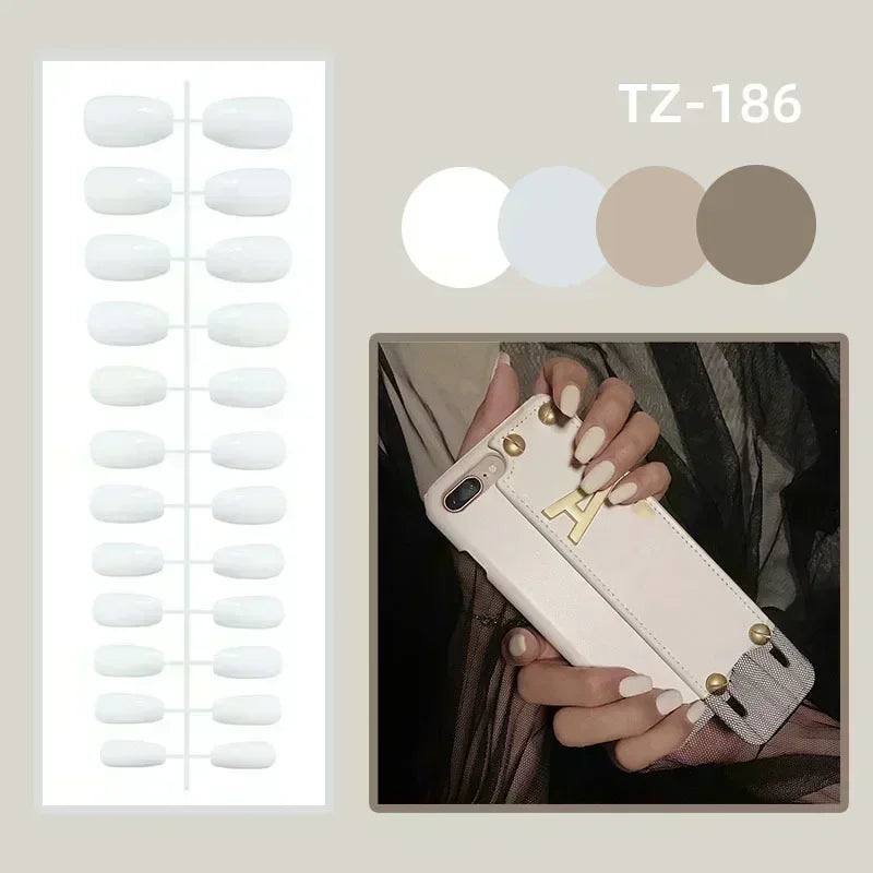 Luxury Press-On Nails Set – French Manicure, Short Square, 24pcsails Tips Art