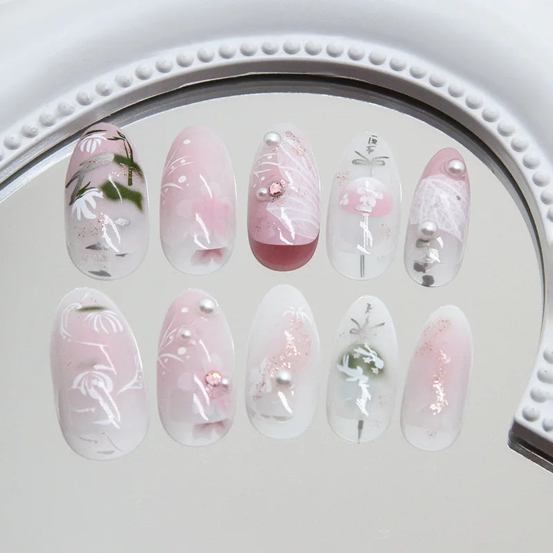 Luxury Press-On Nails Set – French Manicure, Short Square, 24pcsails Tips Art