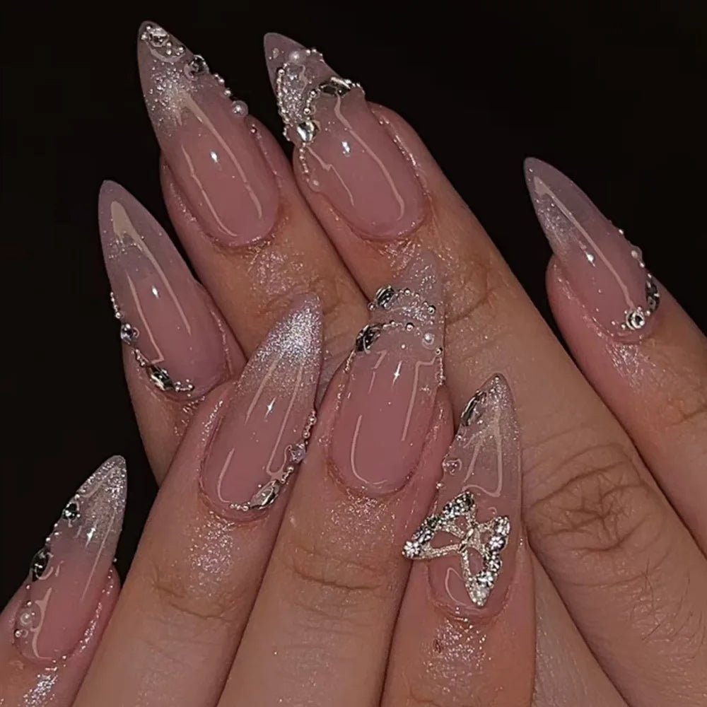 Luxury Press-On Nails Set – French Manicure, Short Square, 24pcsails Tips Art