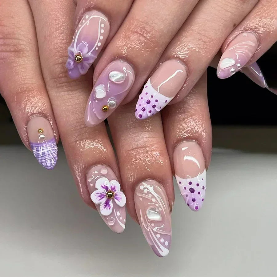 Luxury Press-On Nails Set – French Manicure, Short Square, 24pcsails Tips Art