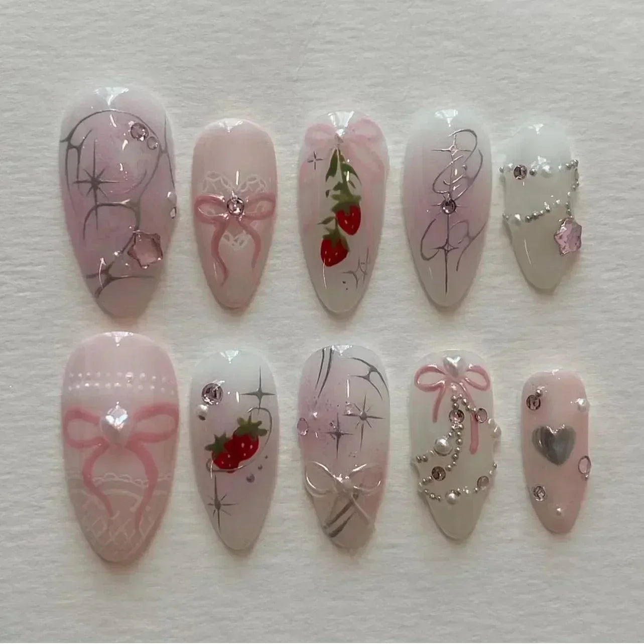 Luxury Press-On Nails Set – French Manicure, Short Square, 24pcsails Tips Art