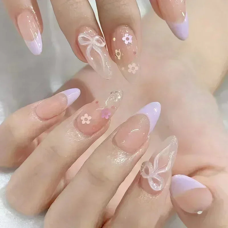 Luxury Press-On Nails Set – French Manicure, Short Square, 24pcsails Tips Art