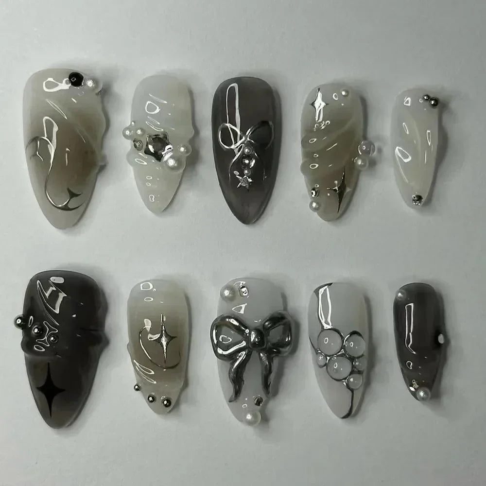 Luxury Press-On Nails Set – French Manicure, Short Square, 24pcsails Tips Art