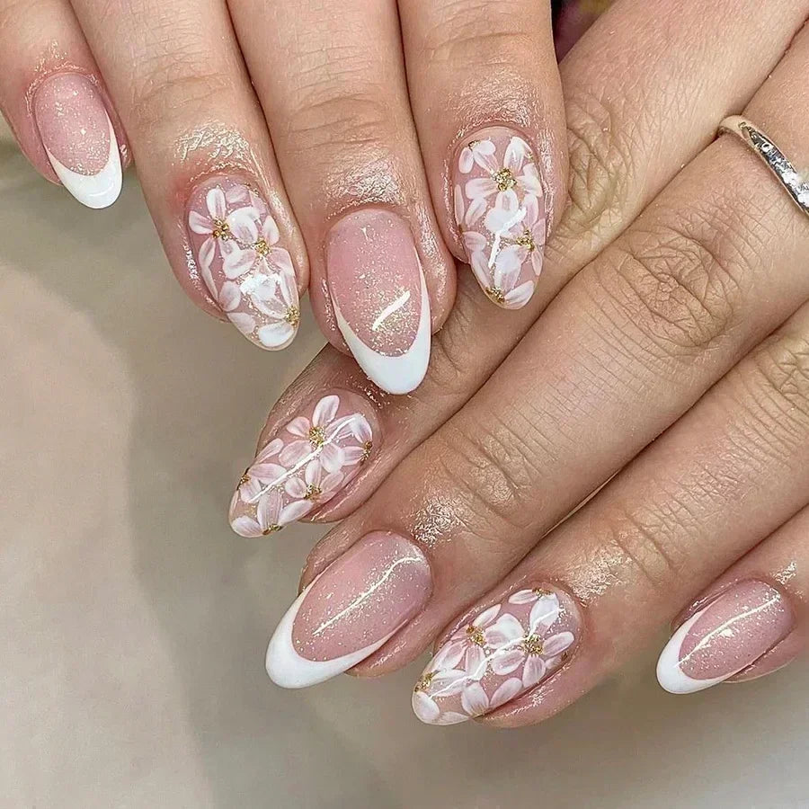 Luxury Press-On Nails Set – French Manicure, Short Square, 24pcsails Tips Art