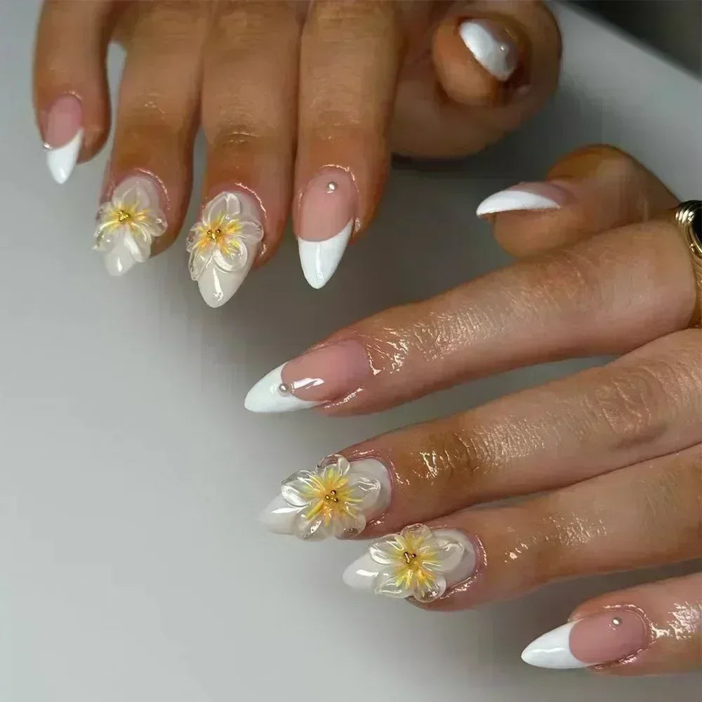 Luxury Press-On Nails Set – French Manicure, Short Square, 24pcsails Tips Art