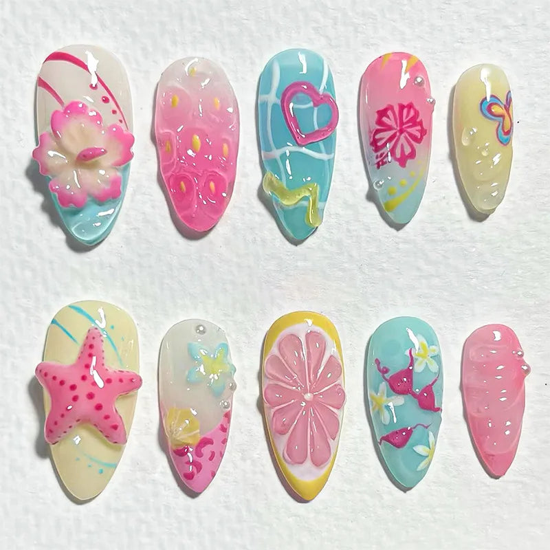 Luxury Press-On Nails Set – French Manicure, Short Square, 24pcsails Tips Art