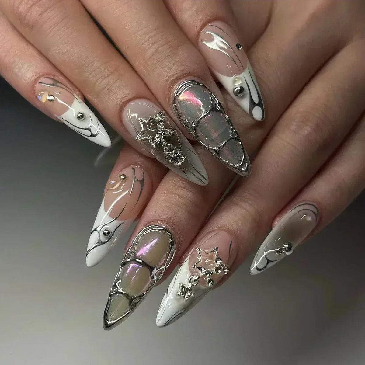 Luxury Press-On Nails Set – French Manicure, Short Square, 24pcsails Tips Art
