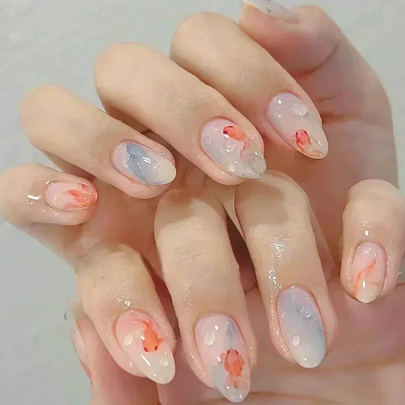 Luxury Press-On Nails Set – French Manicure, Short Square, 24pcsails Tips Art