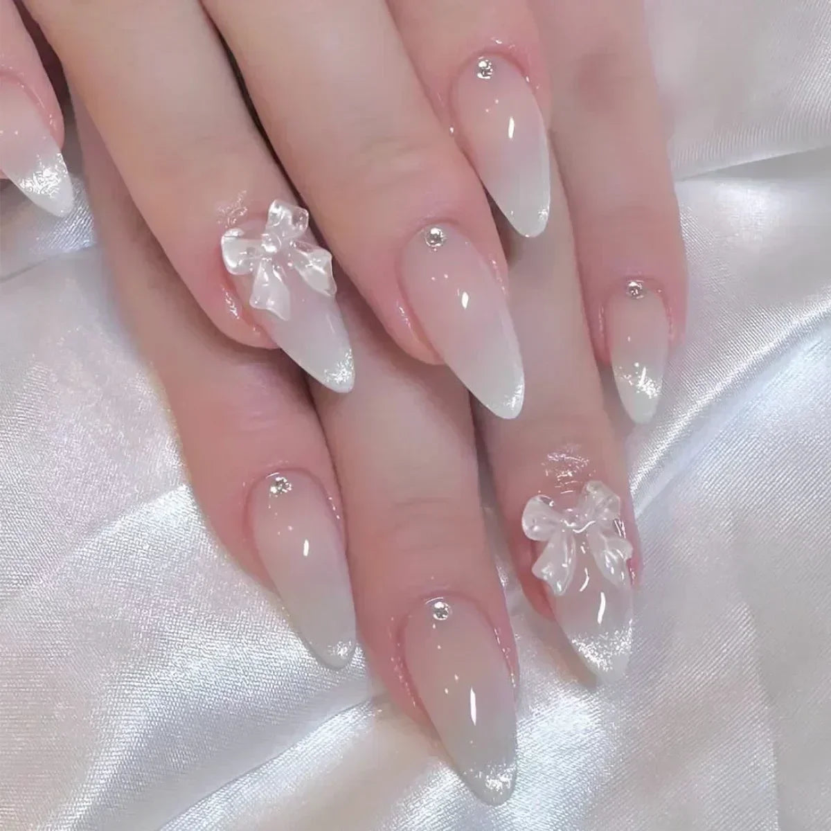 Luxury Press-On Nails Set – French Manicure, Short Square, 24pcsails Tips Art
