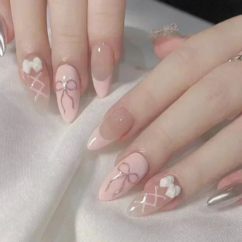 Luxury Press-On Nails Set – French Manicure, Short Square, 24pcsails Tips Art