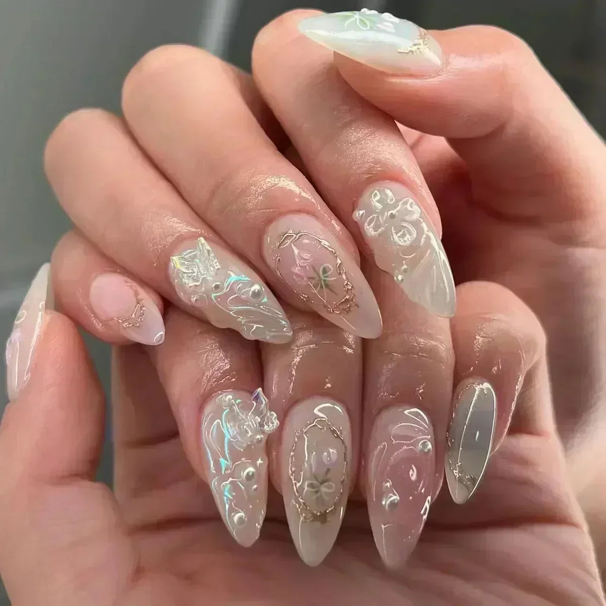 Luxury Press-On Nails Set – French Manicure, Short Square, 24pcsails Tips Art