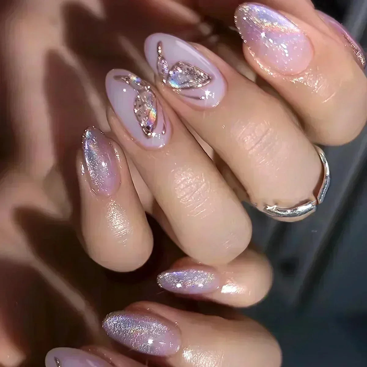 Luxury Press-On Nails Set – French Manicure, Short Square, 24pcsails Tips Art