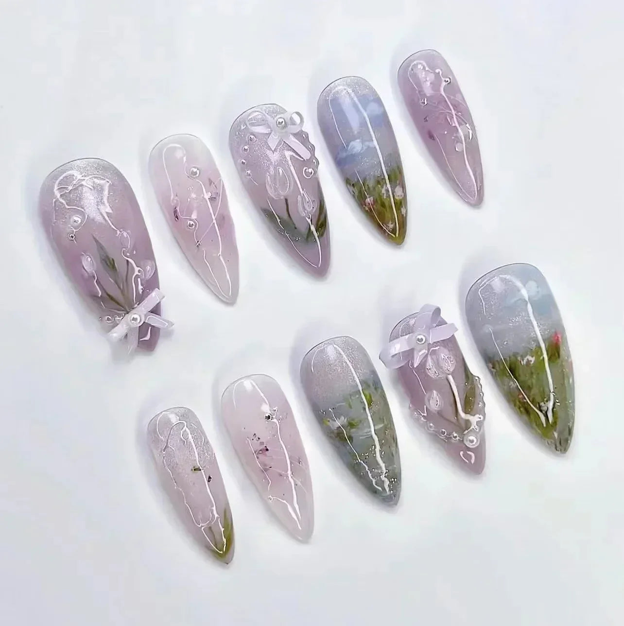 Luxury Press-On Nails Set – French Manicure, Short Square, 24pcsails Tips Art