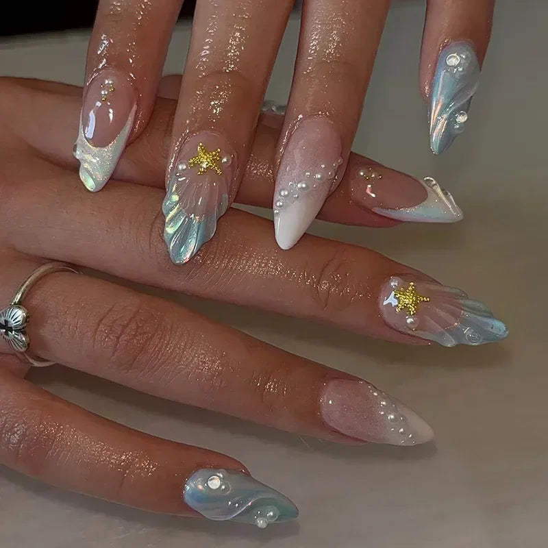 Luxury Press-On Nails Set – French Manicure, Short Square, 24pcsails Tips Art