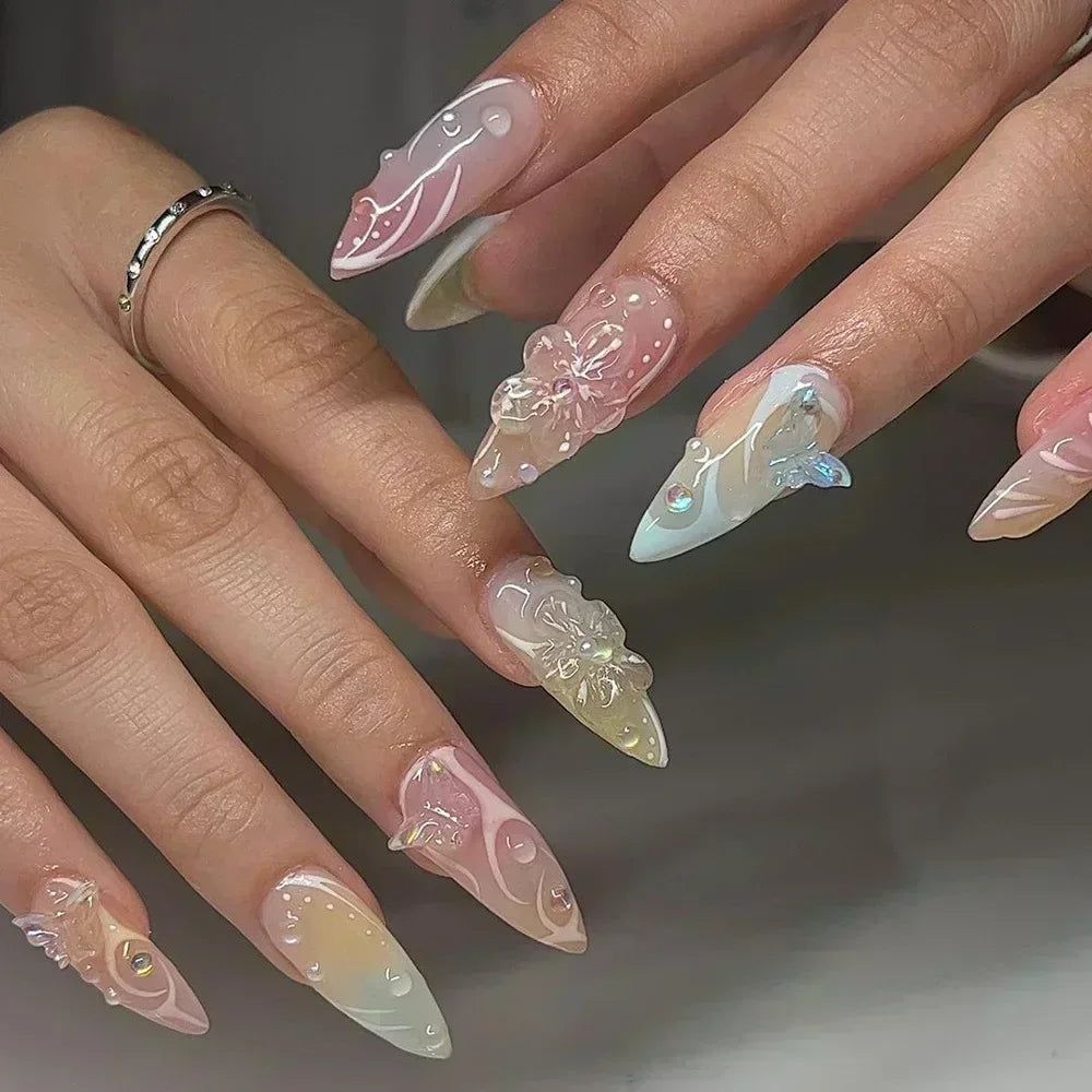 Luxury Press-On Nails Set – French Manicure, Short Square, 24pcsails Tips Art