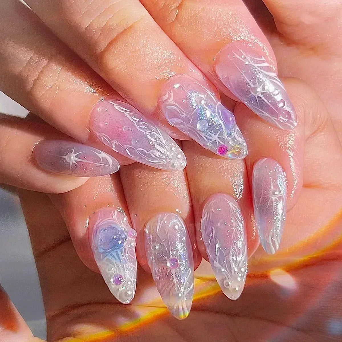 Luxury Press-On Nails Set – French Manicure, Short Square, 24pcsails Tips Art