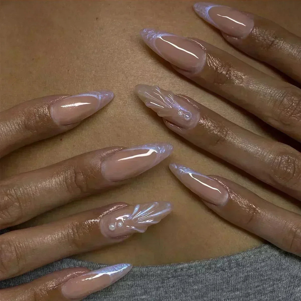 Luxury Press-On Nails Set – French Manicure, Short Square, 24pcsails Tips Art