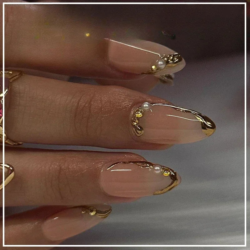 Luxury Press-On Nails Set – French Manicure, Short Square, 24pcsails Tips Art