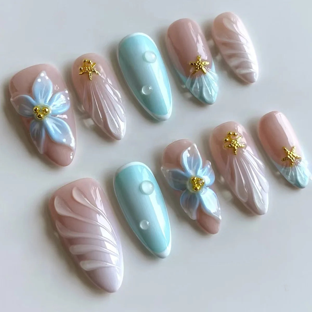 Luxury Press-On Nails Set – French Manicure, Short Square, 24pcsails Tips Art