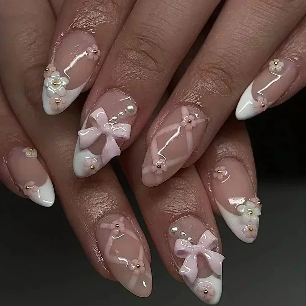 Luxury Press-On Nails Set – French Manicure, Short Square, 24pcsails Tips Art